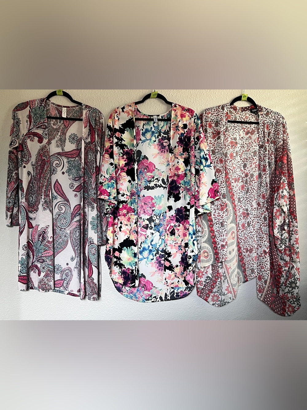 3-Piece Boho Floral Kimono Cardigan Bundle M/L